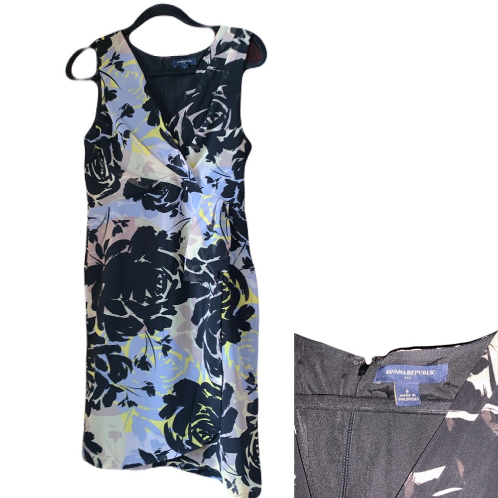 Banana Republic Blue Sheath Dress V-Neck Midi, size 8 never worn